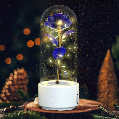 Creative 2 In 1 Rose Flowers LED Light And Bluetooth-compatible Speaker Valentine's Day Gift Rose Luminous Night Light Ornament In Glass Cover AekCraft