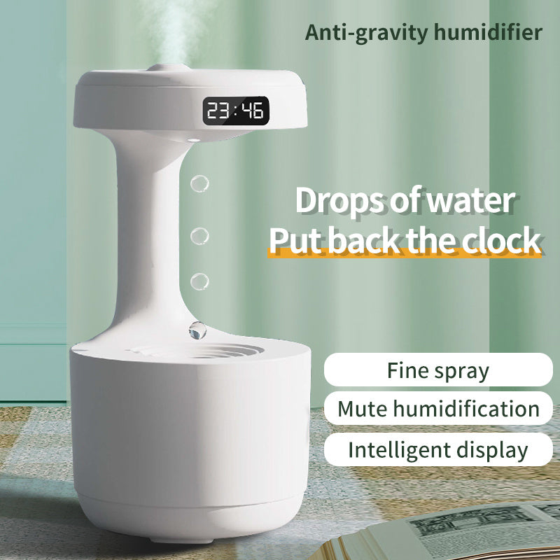 Bedroom Anti-Gravity Humidifier With Clock Water Drop Backflow Aroma Diffuser Large Capacity Office Bedroom Mute Heavy Fog Household Sprayer AekCraft