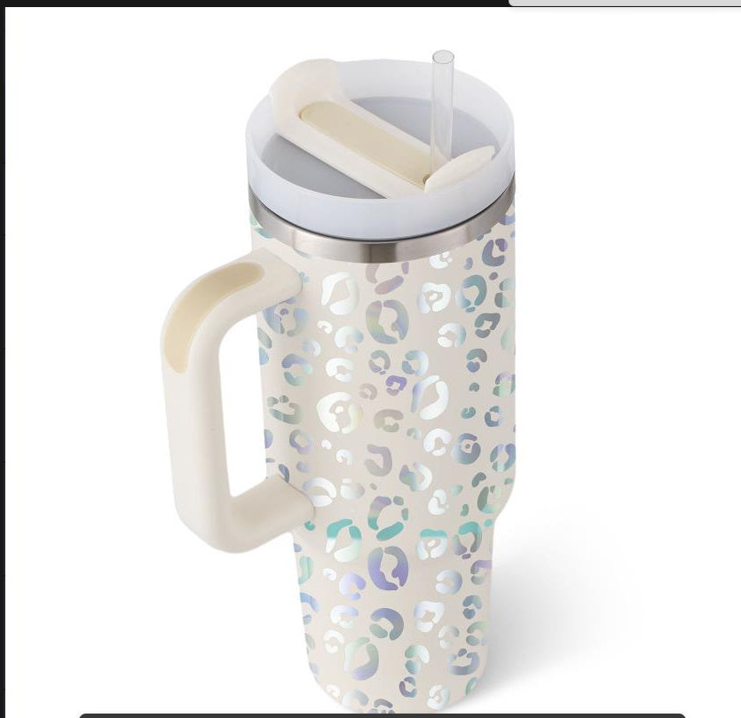 40 Oz Tumbler With Handle Straw Insulated, Stainless Steel Spill Proof Vacuum Coffee Cup Tumbler With Lid Tapered Mug Gifts For Valentine Lover Suitable For Car Gym Office Travel AekCraft