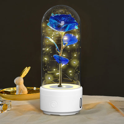 Creative 2 In 1 Rose Flowers LED Light And Bluetooth-compatible Speaker Valentine's Day Gift Rose Luminous Night Light Ornament In Glass Cover AekCraft