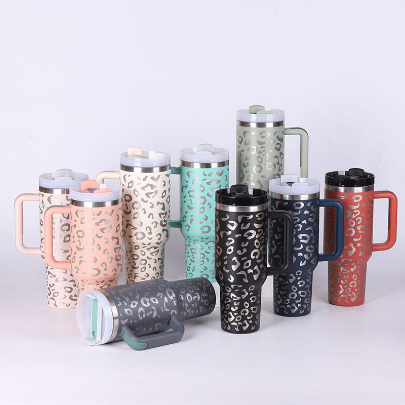 40 Oz Tumbler With Handle Straw Insulated, Stainless Steel Spill Proof Vacuum Coffee Cup Tumbler With Lid Tapered Mug Gifts For Valentine Lover Suitable For Car Gym Office Travel AekCraft