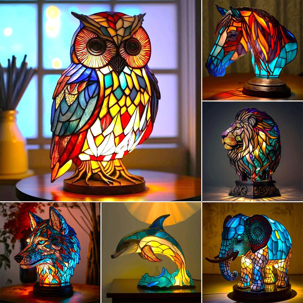 3D Colored Animal Light Desk Lamp Animal Series Decorative Night Light Animal Elephant Owl Cat Vintage Table Lamp Home Decoration AekCraft