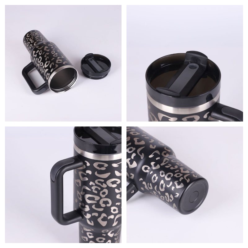 40 Oz Tumbler With Handle Straw Insulated, Stainless Steel Spill Proof Vacuum Coffee Cup Tumbler With Lid Tapered Mug Gifts For Valentine Lover Suitable For Car Gym Office Travel AekCraft