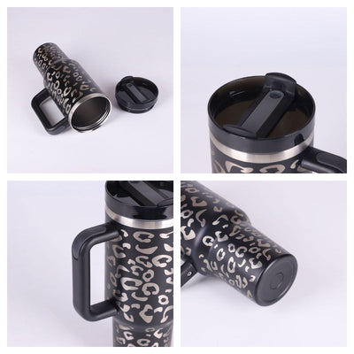 40 Oz Tumbler With Handle Straw Insulated, Stainless Steel Spill Proof Vacuum Coffee Cup Tumbler With Lid Tapered Mug Gifts For Valentine Lover Suitable For Car Gym Office Travel AekCraft