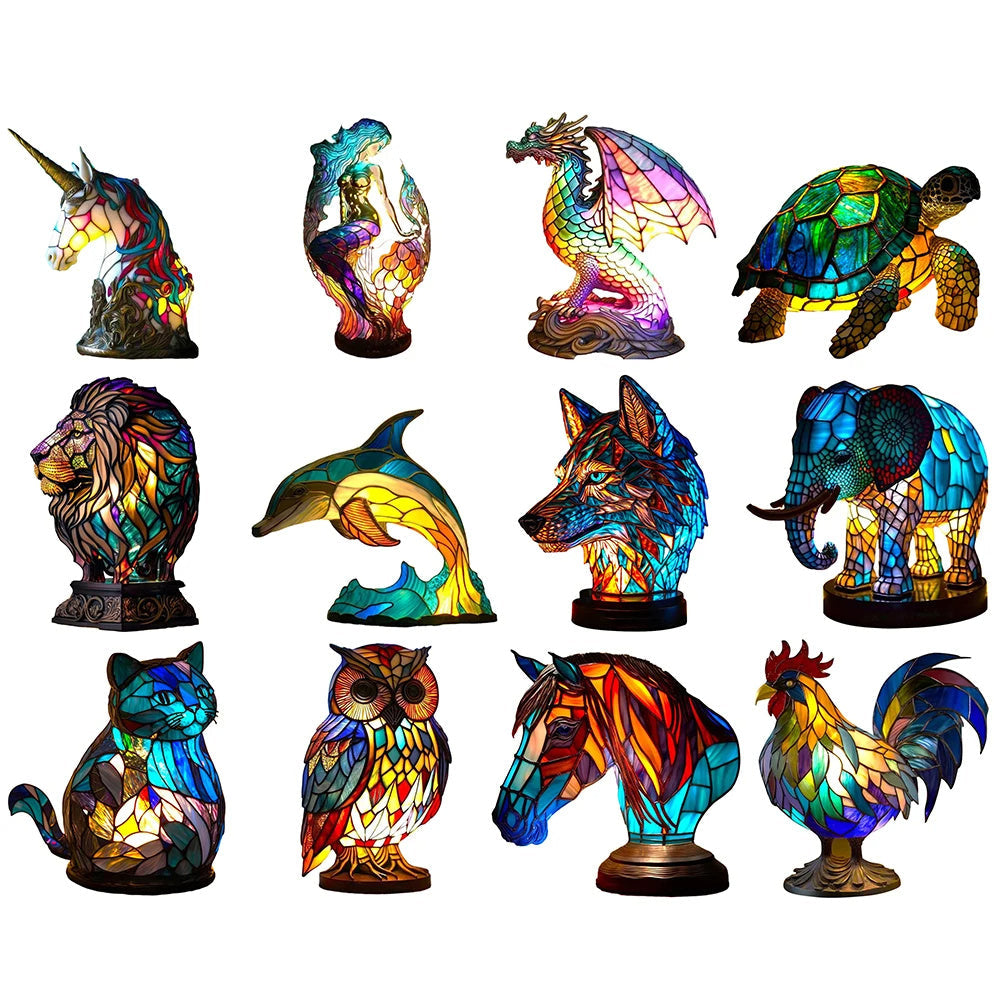 3D Colored Animal Light Desk Lamp Animal Series Decorative Night Light Animal Elephant Owl Cat Vintage Table Lamp Home Decoration AekCraft