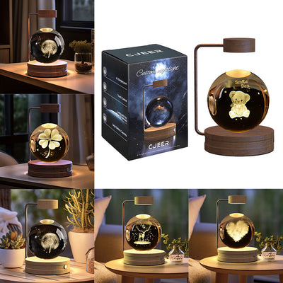 Crystal Ball Cosmic Dinosaur Indoor Night Light USB Power Warm Bedside Light Birthday Gift Night Lamp AekCraft