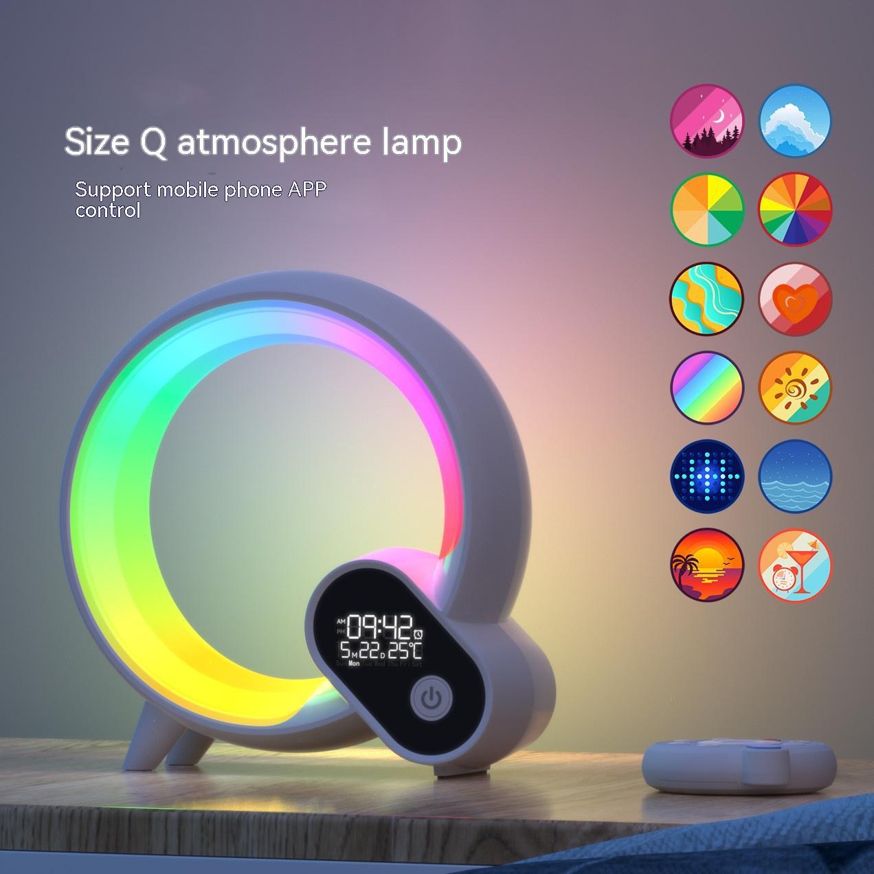 Creative Q Light Analog Sunrise Digital Display Alarm Clock Bluetooth Audio Intelligent Wake-up Q Colorful Atmosphere Light AekCraft